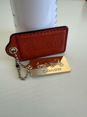 Coach Red Leather Key & Gold Carriage Tag